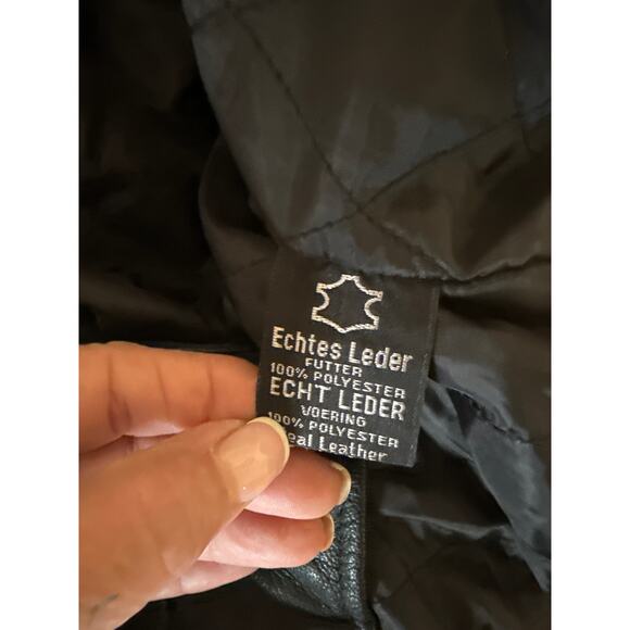 Vintage Y2K Men's Black Leather Aviator Jacket Large - Picture 7 of 7